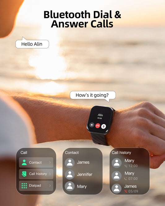 Smartwatch 1.91" HD Display Bluetooth Answer Make Calls Heart Rate Sleep Monitor Fitness Tracker Black