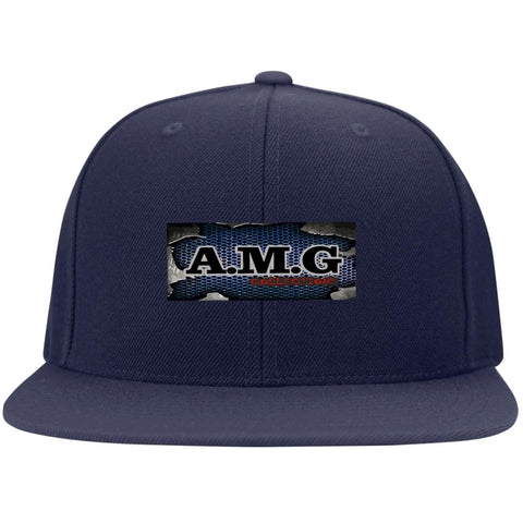 AMG NAVY Flat Bill High-Profile Snapback Hat